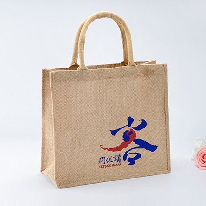 Kundengebundene Logo-Jutefaser-Einkaufstaschen für das Supermarkt-Verpackung und Einkaufen